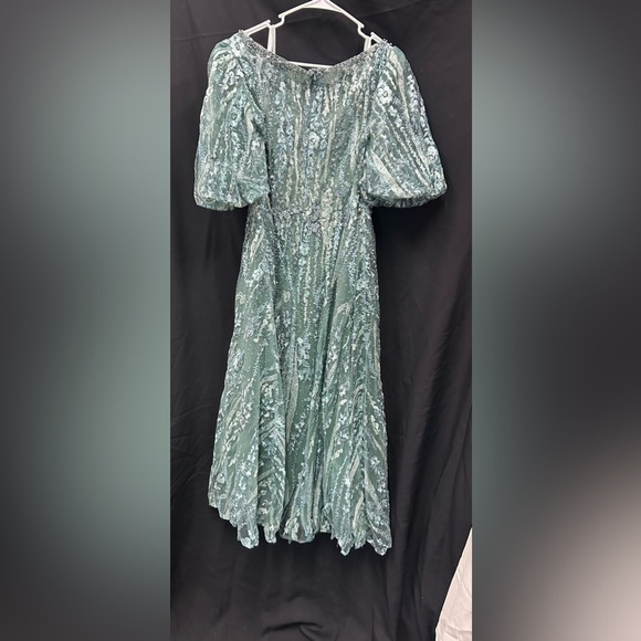 MAC DUGGAL 20485 NWT High Neck Puff Sleeve Embellished A Line Dress - Picture 5 of 6